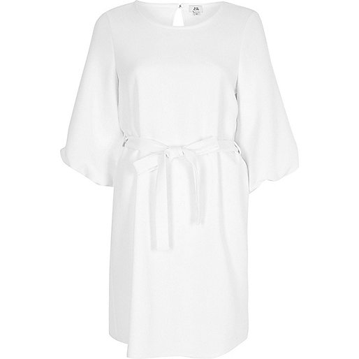 river island black and white pleated dress,jacques-vertuk Sale White puff sleeve tie waist swing dress women 708234