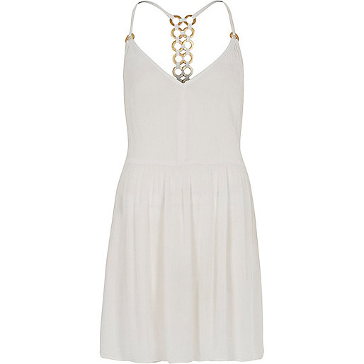 river island one shoulder top,jacques-vertuk South Africa White ring back beach swing dress women 703767