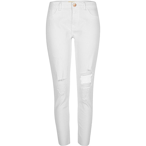 river island rose gold wedges,Island River Shop White ripped Alannah relaxed skinny jeans Jeans Sale women