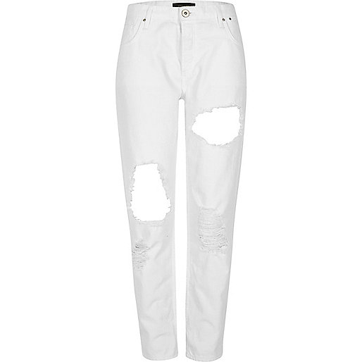 snow boots river island,jacques-vertuk London White ripped boyfriend jeans women 700685