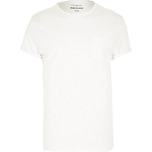 jacques-vertuk White roll sleeve T-shirt 284364 men T-Shirts / Vests Plain T-Shirts