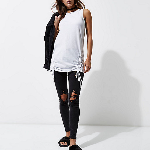 river island black sparkly dress,jacques-vertuk Dresses Online White ruched hem tank top Plain T-Shirts / Tanks T-Shirts & Tanks Tops women