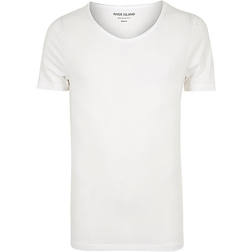 jacques-vertuk White scoop V-neck muscle fit T-shirt 297962 men T-Shirts / Vests T-shirts