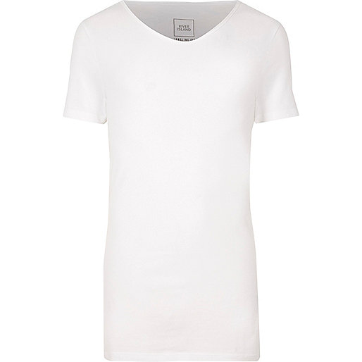 jacques-vertuk White scoop V neck muscle fit T-shirt 301400 men T-Shirts / Vests