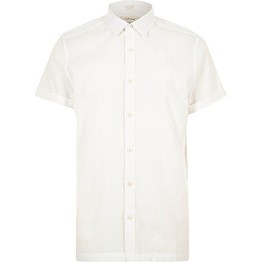 jacques-vertuk White seersucker short sleeve shirt 295608 men Shirts