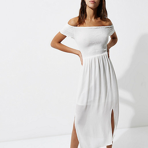 river island burgundy bag,jacques-vertuk South Africa White shirred bardot maxi dress women 700722