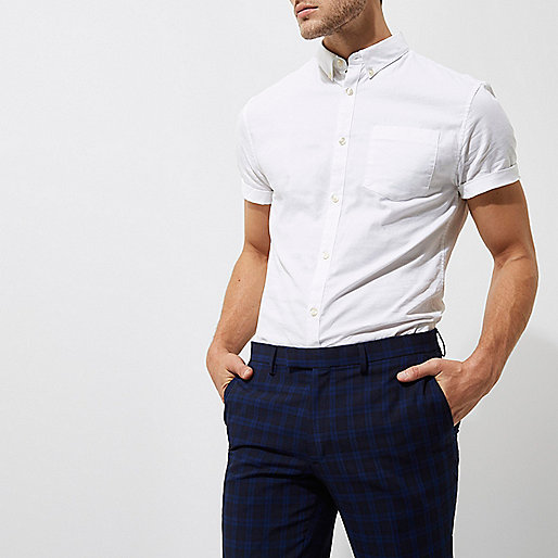 river island bathing suits,jacques-vertuk Ltd White short sleeve muscle fit oxford shirt Short Sleeve Shirts Shirts men