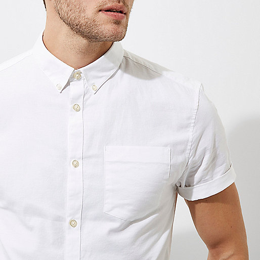 river island bathing suits,jacques-vertuk Ltd White short sleeve muscle fit oxford shirt Short Sleeve Shirts Shirts men