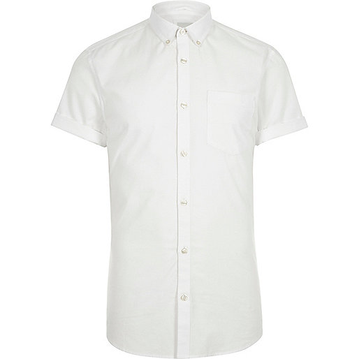 river island bathing suits,jacques-vertuk Ltd White short sleeve muscle fit oxford shirt Short Sleeve Shirts Shirts men