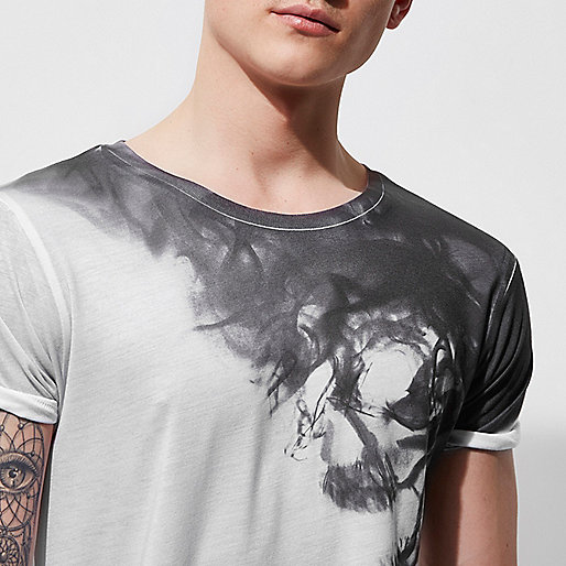 river island wrap dress,jacques-vertuk Order In Store White skull smoke print crew neck T-shirt T-shirts T-Shirts / Tanks men