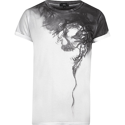 river island coat cream,jacques-vertuk Stores White skull smoke print crew neck T-shirt men 302591