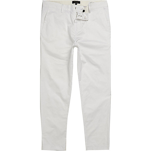 river island shopper,jacques-vertuk Shoes Sale White slim fit cropped chino pants Chinos Pants men