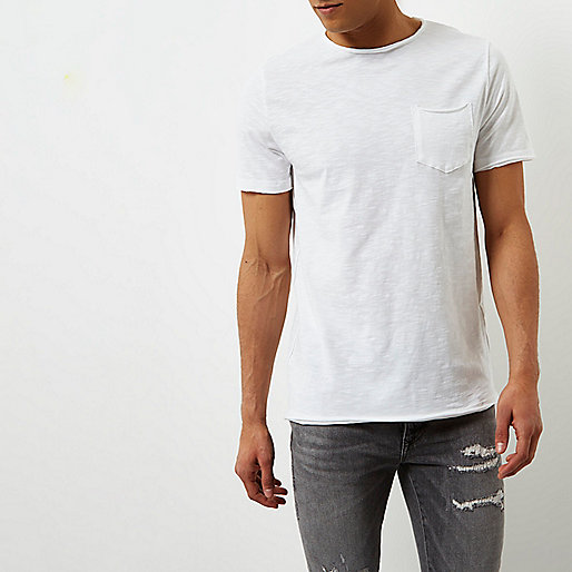 river island wedges white,jacques-vertuk UK Sale White slim fit raw cut pocket T-shirt men 300837