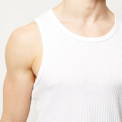 jacques-vertuk White slim fit ribbed tank 291411 men T-Shirts / Vests Vests