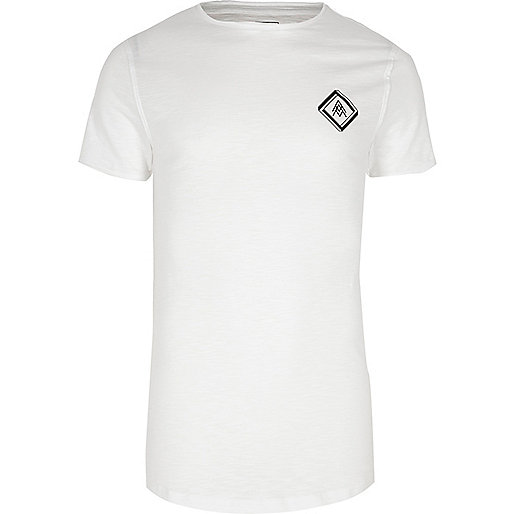 river island talbot green,White Kimono jacques-vertuk White slub chest print muscle fit T-shirt T-shirts T-Shirts / Tanks men