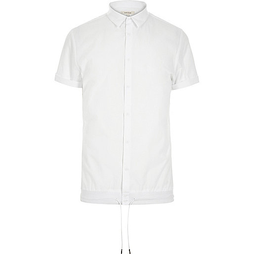 jacques-vertuk White smart drawstring hem short sleeve shirt 290283 men Shirts