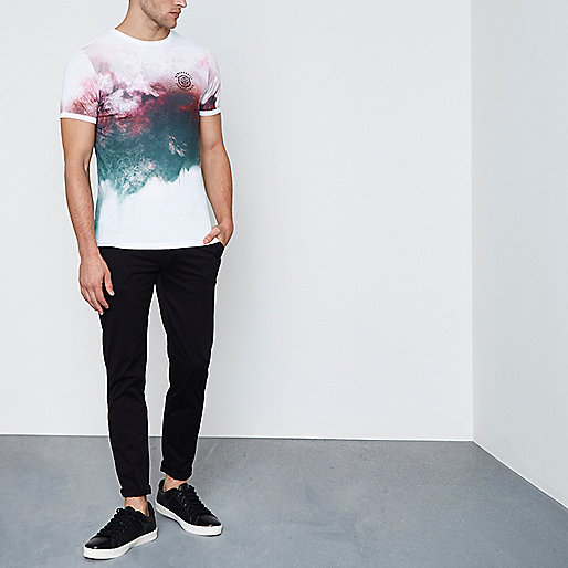 river island slip dress,jacques-vertuk Mode White smudge print muscle fit T-shirt Print T-Shirts T-Shirts / Tanks men