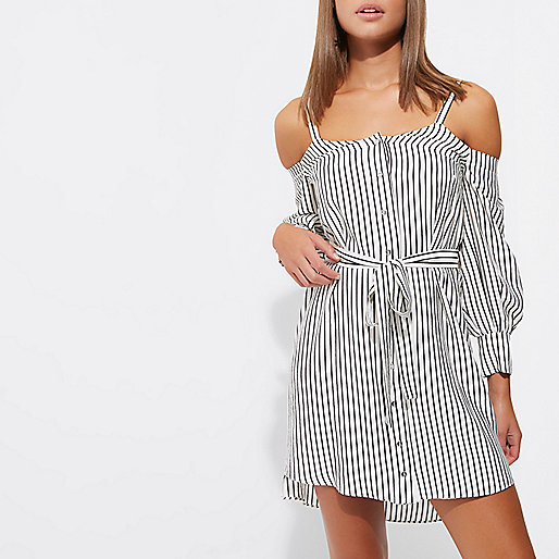 river island green leopard dress,jacques-vertuk Home White stripe cold shoulder shirt dress Swing Dresses Dresses women