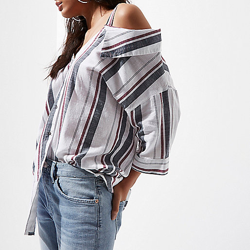 ladies bags river island sale,jacques-vertuk Sale White stripe cold shoulder top Bardot / Cold Shoulder Tops Tops women