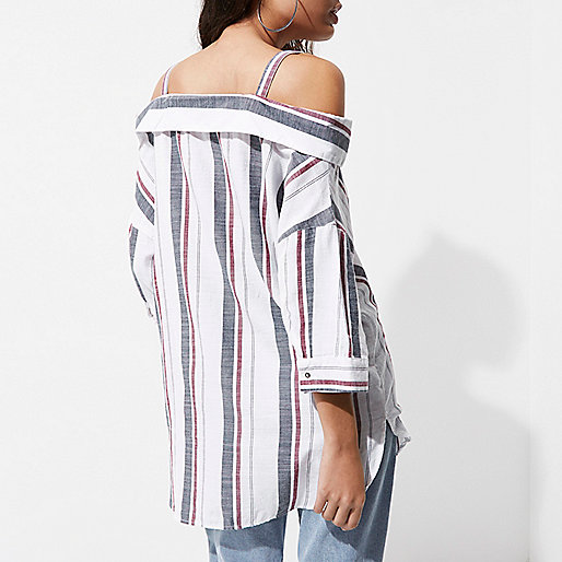 river island vip sale,jacques-vertuk Shop White stripe cold shoulder top women 706262