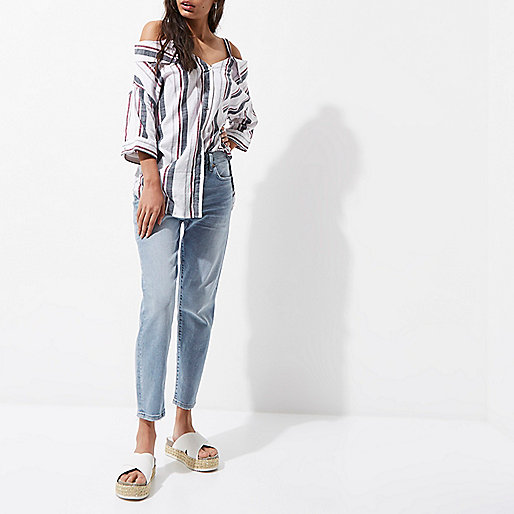 ladies bags river island sale,jacques-vertuk Sale White stripe cold shoulder top Bardot / Cold Shoulder Tops Tops women