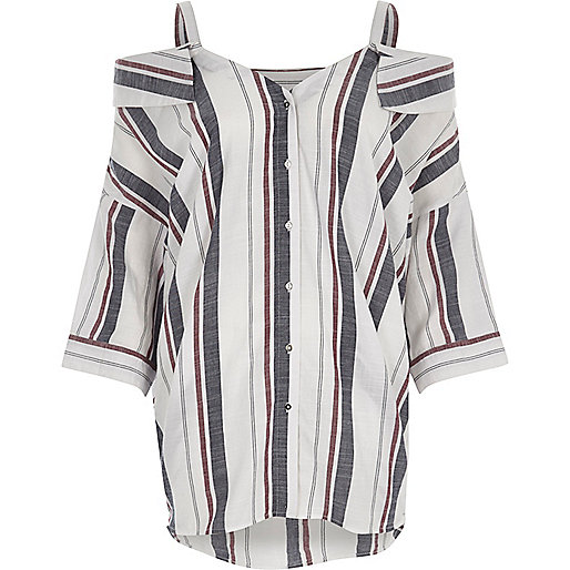 ladies bags river island sale,jacques-vertuk Sale White stripe cold shoulder top Bardot / Cold Shoulder Tops Tops women