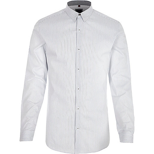 jacques-vertuk White stripe muscle fit long sleeve shirt 302266 men Shirts Long Sleeve Shirts