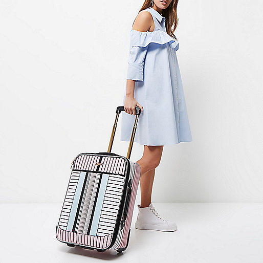 river island waterproof coats,jacques-vertuk Sale White stripe print cabin suitcase women 700938