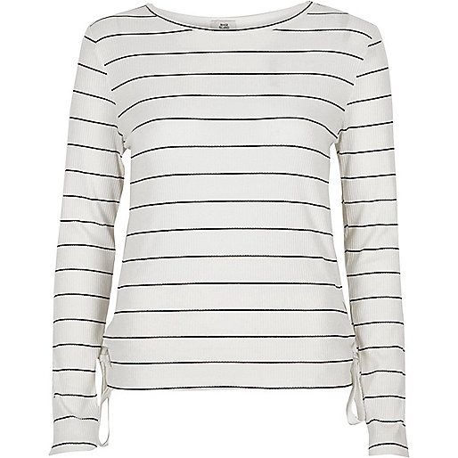 river island tan shoes,jacques-vertuk Uk Shoes White stripe print eyelet long sleeve top Print T-Shirts / Tanks T-Shirts & Tanks Tops women