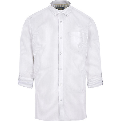 jacques-vertuk White stripe print long sleeve slim fit shirt 302218 men Shirts Long Sleeve Shirts