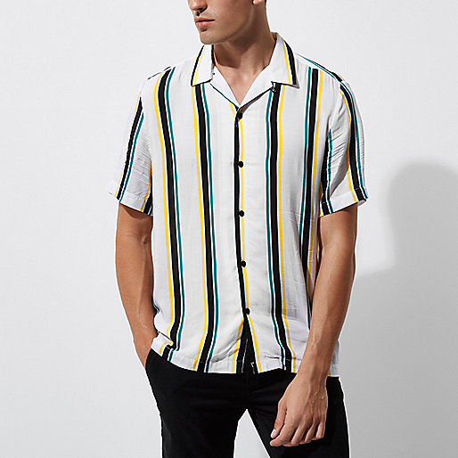 river island lounge set,jacques-vertuk Clothes For Sale White stripe short sleeve casual shirt Short Sleeve Shirts Shirts men