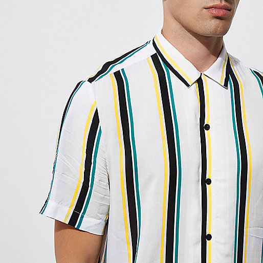 river island lounge set,jacques-vertuk Clothes For Sale White stripe short sleeve casual shirt Short Sleeve Shirts Shirts men