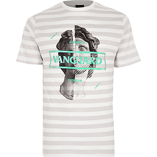 jacques-vertuk White stripe 'vanguard' slim fit T-shirt 303577 men T-Shirts / Vests T-shirts