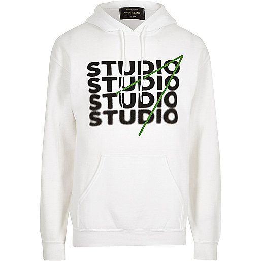 sofia richie river island,jacques-vertuk London White Studio print hoodie men 301203