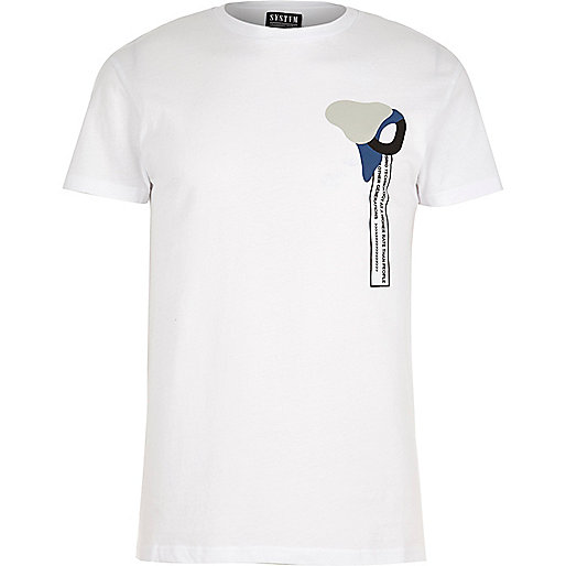 river island silver top,jacques-vertuk Online Kopen White Systvm chest print t-shirt T-Shirts / Tanks Sale men