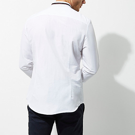 river island about us,jacques-vertuk In Uk White tape collar slim fit shirt Long Sleeve Shirts Shirts men