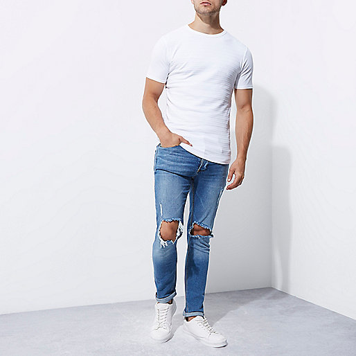 river island brand,Store jacques-vertuk White textured muscle fit crew neck T-shirt T-shirts T-Shirts / Tanks men