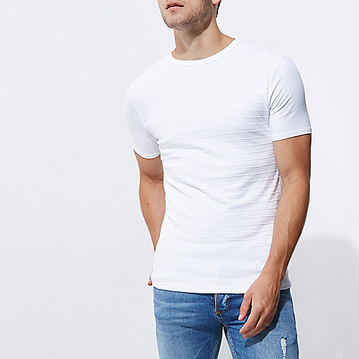 river island brand,Store jacques-vertuk White textured muscle fit crew neck T-shirt T-shirts T-Shirts / Tanks men