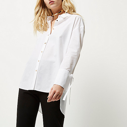 river island black faux leather jacket,Shoes jacques-vertuk Sale White tie cuff shirt Shirts Tops women