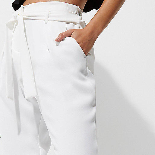 river island sale womens,jacques-vertuk Ireland White tie waist tapered pants women 700558