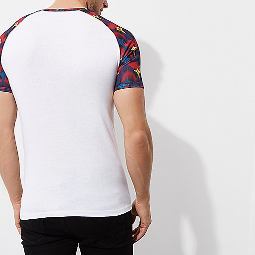 river island spytty,jacques-vertuk Clothing Australia White tribal print raglan sleeve T-shirt T-shirts T-Shirts / Tanks men