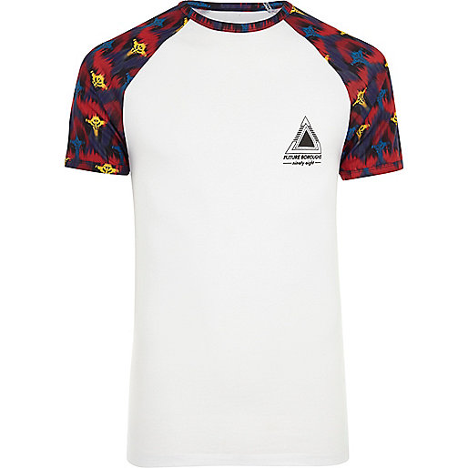 jacques-vertuk White tribal print raglan sleeve T-shirt 303981 men T-Shirts / Vests T-shirts