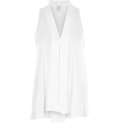 jacques-vertuk White V neck sleeveless swing blouse 704476 women Tops Blouses