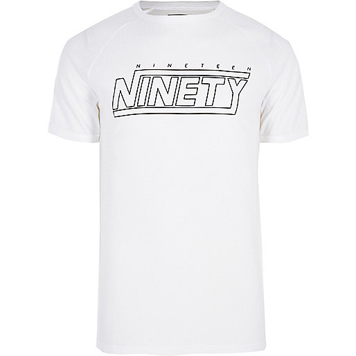 jacques-vertuk White waffle 'ninety' print crew neck T-shirt 303971 men T-Shirts / Vests T-shirts