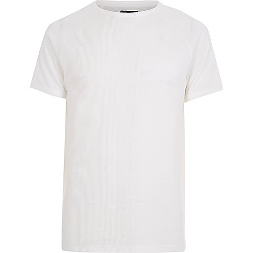 jacques-vertuk White waffle slim fit raglan T-shirt 302009 men T-Shirts / Vests T-shirts