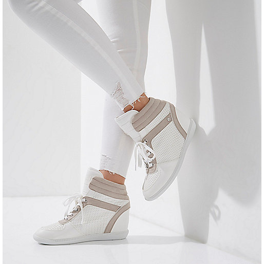 river island molly leather look jeans,jacques-vertuk New Stock White wedged hi top sneakers Plimsolls / Sneakers Shoes / Boots women