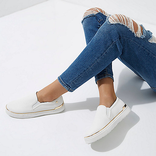 river island danny jeans,jacques-vertuk Online India White wide fit slip on plimsolls Plimsolls / Sneakers Shoes / Boots women