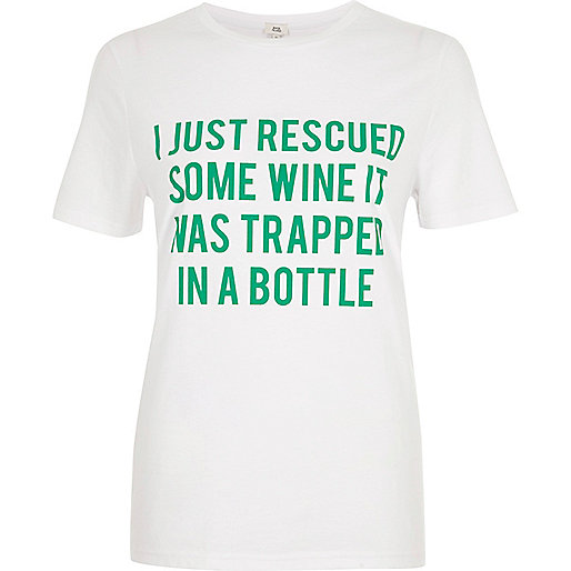 jacques-vertuk White ‘wine’ slogan short sleeve T-shirt 709442 women T-Shirts & Vests