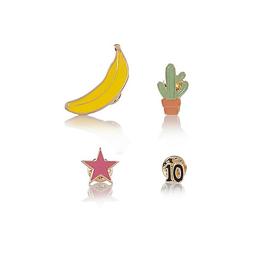 jacques-vertuk Yellow banana badge set 296055 men Jewellery