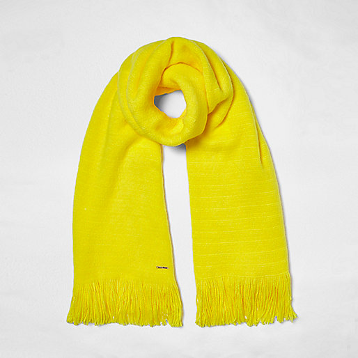 river island black coat with fur collar,Riv3R Island Yellow blanket scarf Scarves Accessories women